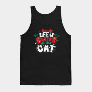 Life is Better with a Cat Cute Colorful Cat Lovers Tank Top